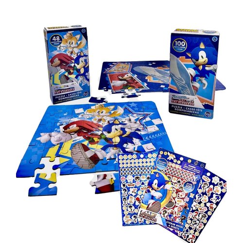 Toy Deals USA, The Hedgehog Puzzle Set for Kids & Over 300 Puffy Stickers, Two Puzzles 48 Pcs and 100 Pcs for Children, Boys & Girls Ages 4-8