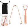 2Pcs Copper Tongue Scraper, Tongue Cleaner Set for Adults Kids, Stainless steel Wide Double Blades Oral Tongue Brush Cleaning Scrapping Sweeper for Fresh Breath and Mouth Hygiene Care with Travel Bag