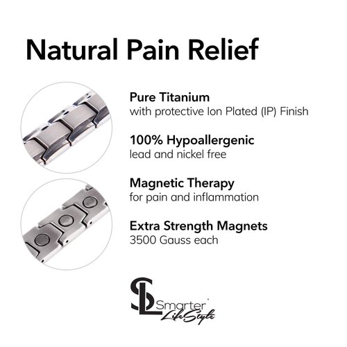 Smarter LifeStyle Elegant Titanium Magnetic Anklet for Men and Women - Adjustable Bracelet Length with Sizing Tool for Perfect Fit, Magnetic Ankle Bracelet (Silver)