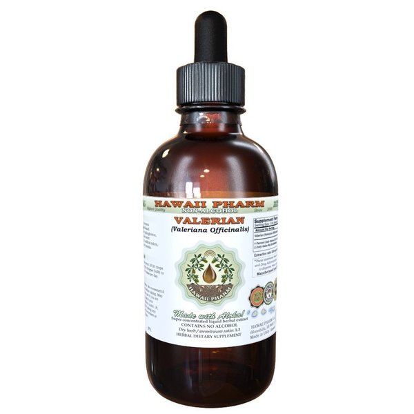 Valerian Alcohol-Free Liquid Extract, Organic Valerian (Valeriana Officinalis) Dried Root Glycerite Natural Herbal Supplement, Hawaii Pharm, USA 4 fl.oz