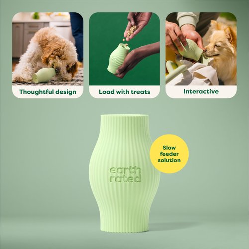 Earth Rated Treat Dispensing Dog Toy, Enrichment Toy for Adult and Puppy Dogs, Slow Feeder, Dishwasher and Freezer-Safe, Natural Rubber, Small, Green