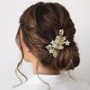 Jeairts Leaf Bride Wedding Hair Comb Rhinestone Flower Bridal Hair Pieces Sparkly Crystal Wedding Hair Jewelry Accessories for Women