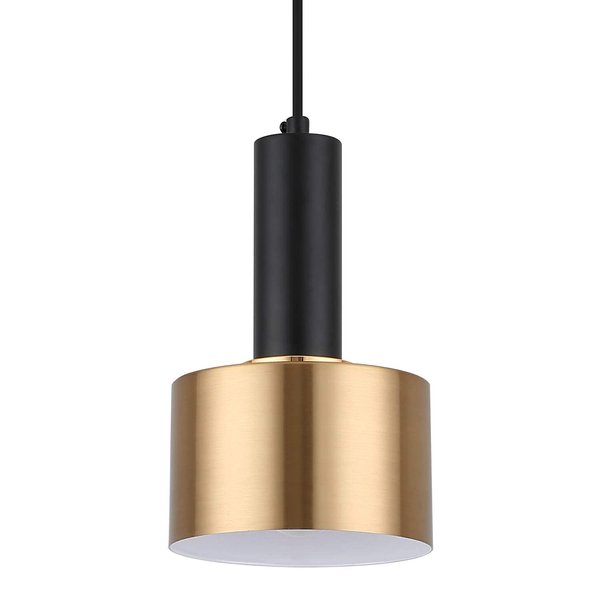 Modern Mini Pendant Light with 4W LED Bulb, One-Light Adjustable Metal Pendant Lighting Fixture for Kitchen Island Cafe Bar, Gold and Black