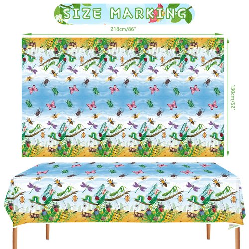 LSJDEER 4 Pack Bug Party Tablecloth - Insect Table Cover Decoration Garden Insect Party Table Cloth, Spring Summer Bug Themed Party Decoration Supplies (51 x 86 Inches)