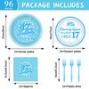 96Pcs Dancing Queen 17th Birthday Party Supplies Young and Sweet Only 17 Birthday Paper Plates Napkins Disposable Dancing Queen Disco Dinnerware for Party Bachelorette Decoration Serve 24