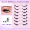 False False Eyelashes Lashes Cat Eye Natural 15mm Manga Eyelashes Wispy with Thin Band 3D Volume False Lashes Anime Lashes Soft Strip Lashes Pack C Curl Fake Eyelashes 7 Pair EVENTILL