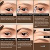 Eyebrow Pomade Stamp, Microblading 2 Tip Liquid Eyebrow Pen, Eye brow Kit with Angled Spoolie Brush and Pu Pouch for Travel (Black)