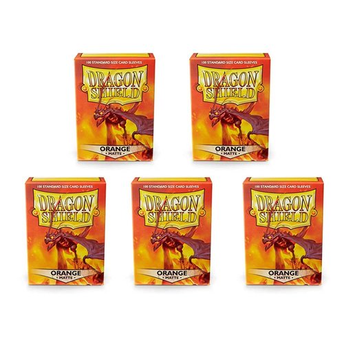 5 Packs Dragon Shield Matte Orange Standard Size 100 ct Card Sleeves Value Bundle!