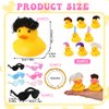 Guiqulai 24 Set Mini Rubber Ducks with Wig Necklace and Sunglasses, Rubber Squeaky Ducks Bath Toys Small Rubber Duckies Bulk Cute and Funny Bathtub Toys for Birthday Shower Party Favor