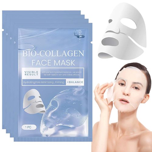 Mrryiio Collagen Mask,Deep Lifting Collagen Mask,Collagen Anti Wrinkle Lifting Mask,Skinqueen Bio Collagen Face Mask,Deep Hydrating and Firming Overnight Hydrogel Mask,Elasticity Improvement(4Pcs)