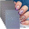8Sheets Moon Star Nail Art Stickers 3D Self-Adhesive Metallic Sun Nail Decals Holographic Laser Glitter Nail Art Design Stickers Stars Sun Silver Nail Stickers for Women Acrylic Nail Decor Charms DIY