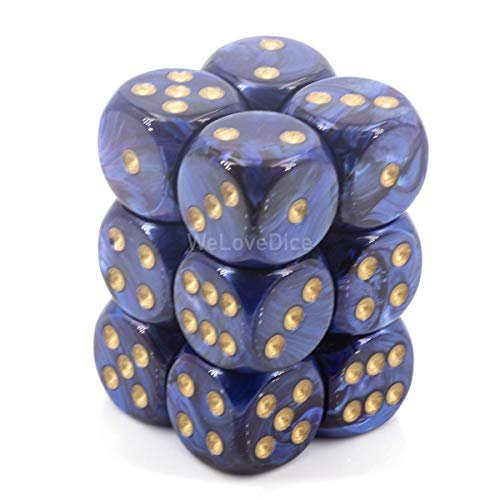 Chessex DND Dice Set D&D Dice-16mm Scarab Royal Blue and Gold Plastic Polyhedral Dice Set-Dungeons and Dragons Dice Includes 12 Dice – D6, Various (CHX27627)