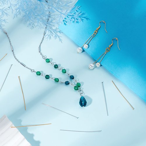 PH PandaHall 304 Stainless Steel Head Pin Findings, 200 pcs 2 Colors 2 Inch Craft Pins for Earring Pendant Jewelry DIY Crafts Making, Golden/Silver