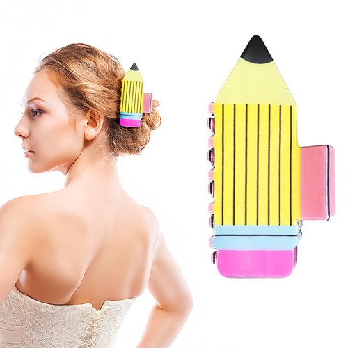 Pencil Hair Claw Clips Back To School Hair Clips for Thick Thin Hair Cute Strong Hold Claw Clips Teacher Appreciation Hair Jaw Barrettes for First Day of School Students Hair Accessories(Yellow)
