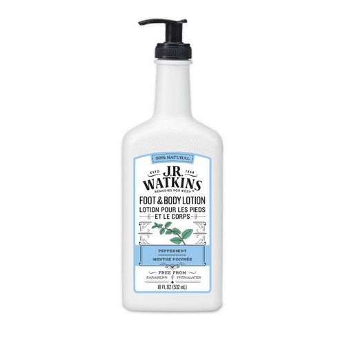 J R Watkins Foot & Body Lotion, Peppermint, 18 fl oz (532 ml)