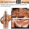 Body Shimmer Oil 100ml, Moisturizing Long Lasting Body Luminizer Face Brighten, Waterproof Liquid Illuminator Body Glow, Shimmer Body Glitter Oil Highlighter Summer Glowing Makeup (#03 Bronze Gold)