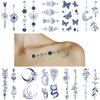 ANIUVOT Small Semi Permanent Tattoos Flower & Butterfly for Women Teen Girls 10 Sheets, Plant-Based Ink, Realistic Temporary Tattoos, Long Lasting for 1-2 Weeks