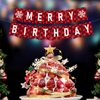 Merry Christmas Birthday Banner, No DIY, Glittery Happy Xmas Themed Party Decorations Red and Green December Party Supplies