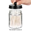 Apothecary Jars Bathroom Storage Organizer - Cute Qtip Dispenser Holder Vanity Canister Jar Glass with Lid for Cotton Swabs,Rounds,Bath Salts,Makeup Sponges,Hair Accessories/Black（2 PACK）