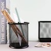 Nicunom 12 Pack Metal Pen Holder Mesh Pencil Holder Desk Organizer Mesh Round Pen Cup Pencil Cup for Desk Office Pen Organizer, Black