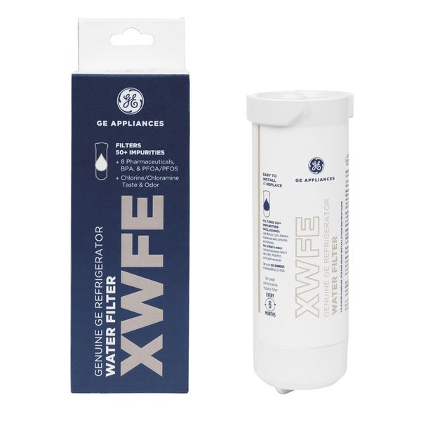 GE XWFE Refrigerator Water Filter, Genuine Replacement Filter, Certified to Reduce Lead, Sulfur, and 50+ Other Impurities, Replace Every 6 Months for Best Results, Pack of 1