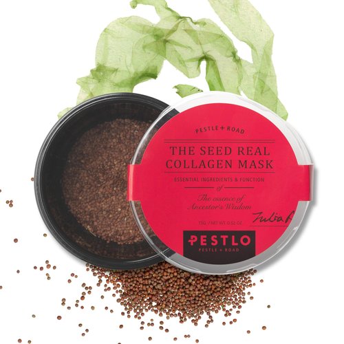 PESTLO The Seed Real Collagen Mask 2-Pack 1.06 oz (30g) - 100% Natural Seaweed Seed Collagen, Hydrating & Firming, Natural Korean Skincare for Radiant & Youthful Skin, Preservative-Free