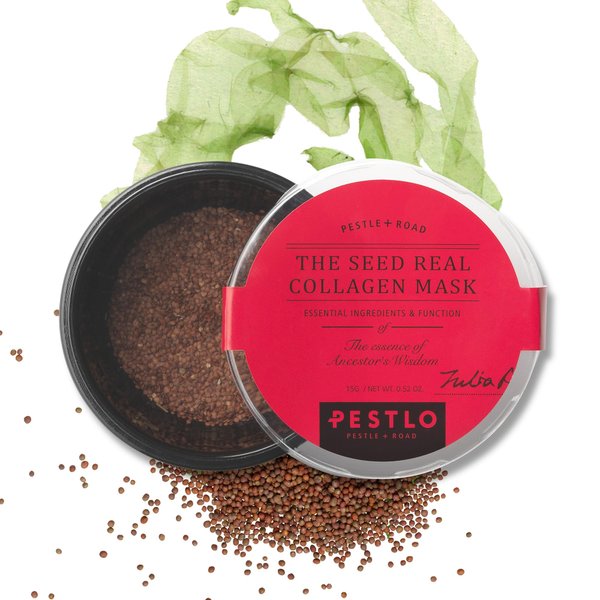 PESTLO The Seed Real Collagen Mask 2-Pack 1.06 oz (30g) - 100% Natural Seaweed Seed Collagen, Hydrating & Firming, Natural Korean Skincare for Radiant & Youthful Skin, Preservative-Free
