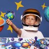 BenLouis 108Pcs Outer Space Themed Party Favors Space Alien Sticker Stampers School Stationery Set Bulk Classroom Prizes for Astronaut Planet Birthday Party Goodie Bags Fillers