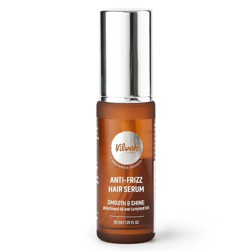 vilvah STORE Anti Frizz Hair Serum | Tames Frizz And Flyaways | Prevents Split Ends And Breakage | Silicone Free | For Women & Men | For All Hair Types | 30ml