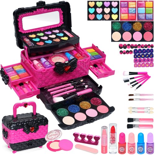 Kids Makeup Kit for Girl - Kids Makeup Kit Toys for Girls Washable Make Up for Little Girls,Non Toxic Toddlers Cosmetic Kits,Child Play Makeup Toys for Girls, Age 3-12 Year Old Children Gift