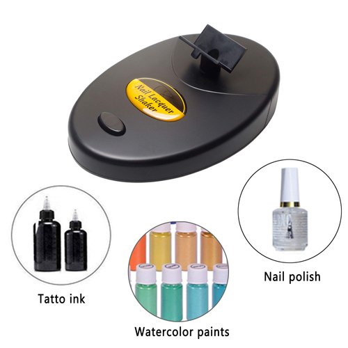Allstarry Nail Lacquer Shaker Adjustable Varnish Bottle Lash Glue Shaking Machine Evenly Tools for Nail Art, Tattoo Ink (Black)