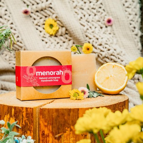 menorah skincare- Natural Bar Soap, Lemongrass Handmade Soap,100% Natural Essential Oils, Cleaning, Nourishing, Moisturizing, Luxurious body, bath and hand soap, for men and women