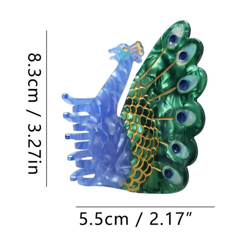Peacock Claw Clips,Cellulose Acetate Hair Clips,Big Claw Clips for Women
