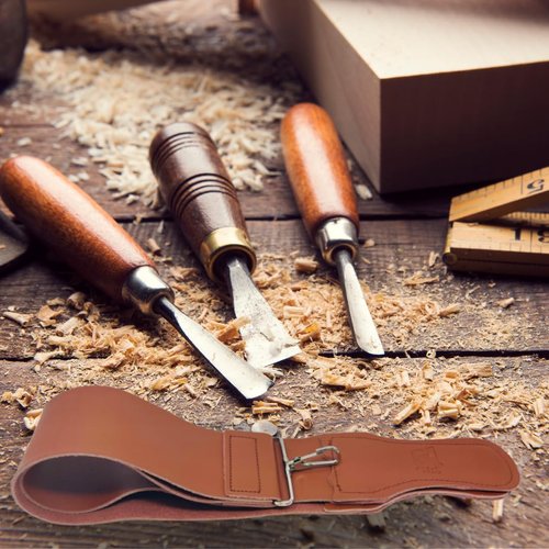 G.B.S Straight Razor Leather Strop Sharpening Strap 2.5" X 23.5" Grain Cowhide- Dual Straps Swivel for Sharpening Razor, Knifes & Kitchen Cutlery Clip, Keeps Your Blade Sharp