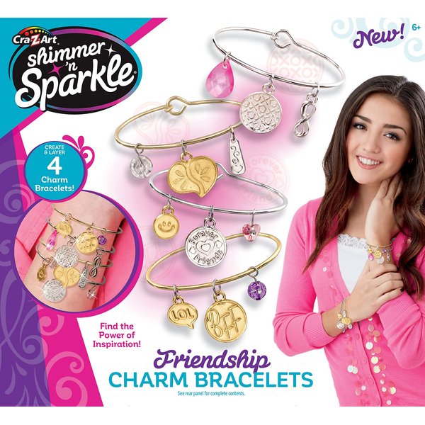 Cra-Z-Art Shimmer 'N Sparkle Friendship Charm Bracelets, Trendy Bangle Bracelets, BFF Bracelet Set for Ages 6 and Up