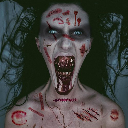 70+PCS 10 Sheets Fake Scars Temporary Tattoos, Horror Realistic Scary Blood Zombie Face Stickers, Halloween Simulation Wounds Stitches Body Makeup, Chucky Cosume Prank Cosplay Kids Men Women Adults B