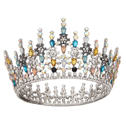 AW BRIDAL Multicolor Wedding Crown for Women Crystal Baroque Queen Crown Rhinestone Bridal Crown Princess Tiara for Girls Wedding Tiara for Brides (Multicolor)