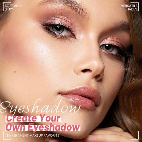 Eyeshadow Quad Makeup Palette, Bright Nude Champagne Gold Light Dark Brown Eyeshadow, Velvety Pigmented Blendable Matte & Shimmer Finishes, Long Lasting Waterproof，Featuring A Built-In Mirror