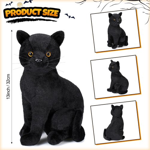 Libima 13 Inch Christmas Black Cat Stuffed Animal Black Cat Plush Toy Realistic Cute Cat Stuffed Animal Gift Kawaii Black Cat Plushies for Kids Xmas Birthday Party Favors Home Room Nursery Car Decor