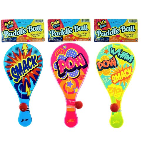 JA-RU Paddle Ball with String (Pack of 3) | Vintage Retro Toys Paddle Ball Set | Party Favor Prizes Toys | Indoor and Outdoor Toy, for Girls and Boys | Item #1994-3s