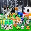 YUJUN 112 PCS Soccer Party Favors Set , Soccer Toy Soccer Fidget Spinners Slap Bracelet Whistle Tattoos Stickers Keychains for Kids Soccer Themed Birthday Party Favors Goodie Present Bags Decorations