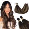 GOO GOO I Tip Hair Extensions Human Hair, 18inch 50g 50S, Real Human Itip Keratin Hair Extensions Pre Bonded, 2/6/2 Balayage Dark Brown to Chestnut Brown