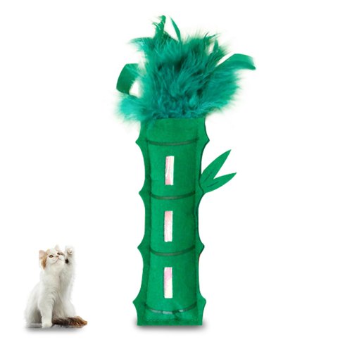 Andiker Catnip Toy for Cats, Cute Bamboo Shapes with Soft PP Cotton Bite-Resistant Cat Chew Toy with Catnip and Crinkle Paper Entertaining Interactive Cat Toy for Indoor Cats and Kitten (Bamboo)