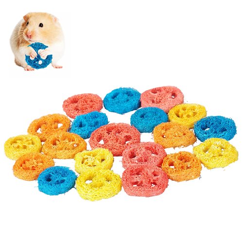 Dong Huang 20Pcs Bunny Chew Toys for Rabbit Pet Tooth Chew Toys, Organic Natural Loofah Chew Toys, Handmade Material Toys for Guinea Pig Hamster Rabbit Rat