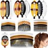 24 Pieces Banana Clips Set - Hair Accessories with 11/16/23/24 Teeth Twist Side Combs for Ponytails, Plastic for Women and Girls