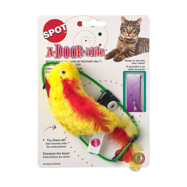 SPOT A-Door-Able Plush Bird Cat Toy | Rattle and Catnip Cat Toy Provides Hours of Entertainment for Your Cat | Hangs on Any Size Door Frame