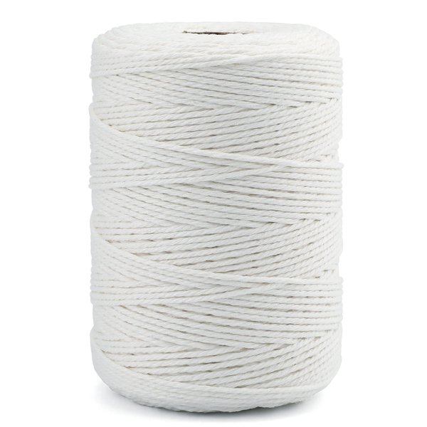 jijAcraft Butchers Twine 656 Feet, 2mm White Twine String, Food Safe Natural Cotton String Kitchen Cooking Twine String Bakers Twine for Meat Trussing, Sausage, Turkey, Food Prep