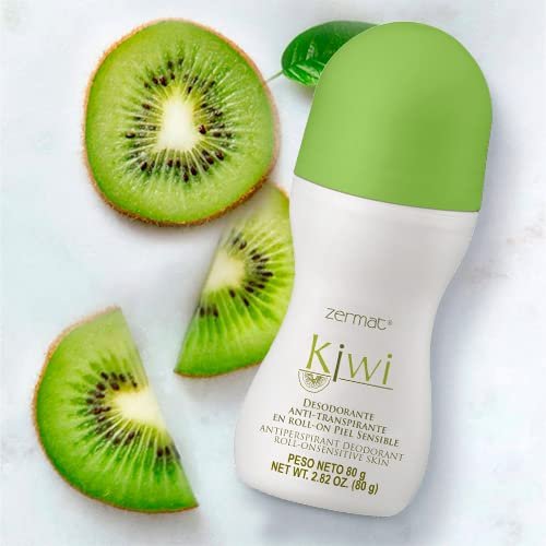 Zermat, Deodorant Women and Men, Kiwi, Roll-On Deodorant for Sensitive Skin Roll-On, 24 h Antiperspirant, 2.82 Oz.