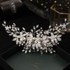 FUILUA Flower Bride Wedding Hair Piece Pearl Bridal Hair Comb Rhinestone Leaf Hair Accessories for Women and Girls