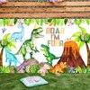 Dinosaur 4th Birthday Decorations Roar I’m Four Dinosaur Birthday Party Banner Backdrop Dinosaur Party Supplies for Boys 4th Dino Bday Decor